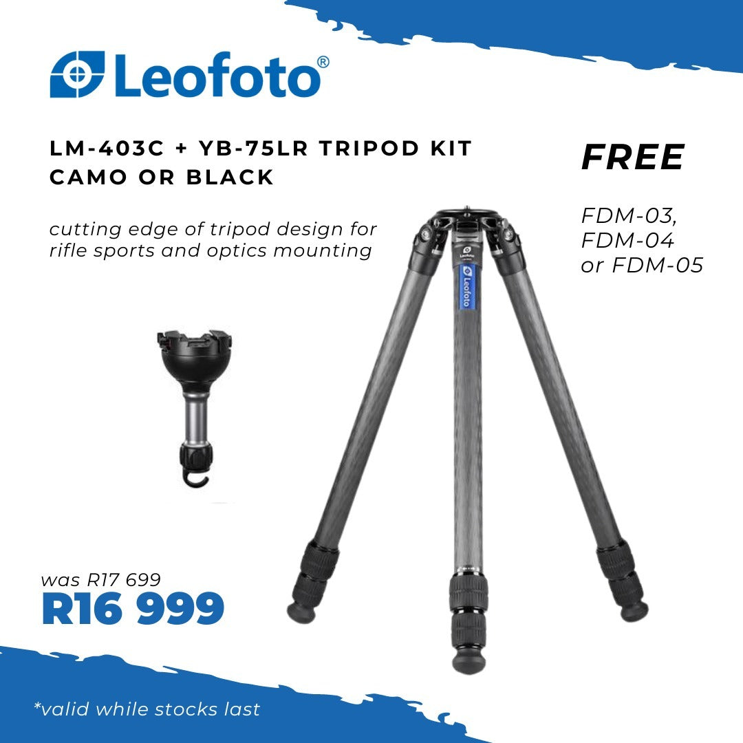 Leofoto Summit LM-403C Rifle Sports Tripod Kit with YB-75LR + FREE FDM-03,04 or 05.