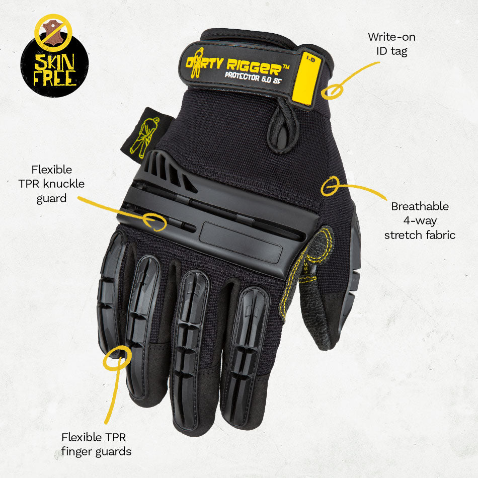 Dirty Rigger Protector 5.0 Glove – Full-Fingered Rigger Glove, Skin-Free