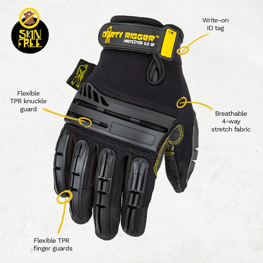 Dirty Rigger Protector 5.0 Glove – Full-Fingered Rigger Glove, Skin-Free