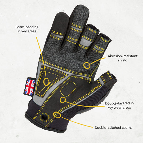 Dirty Rigger Protector 5.0 Framer Glove – Short-Finger Rigger Glove with Goatskin Palm Pads