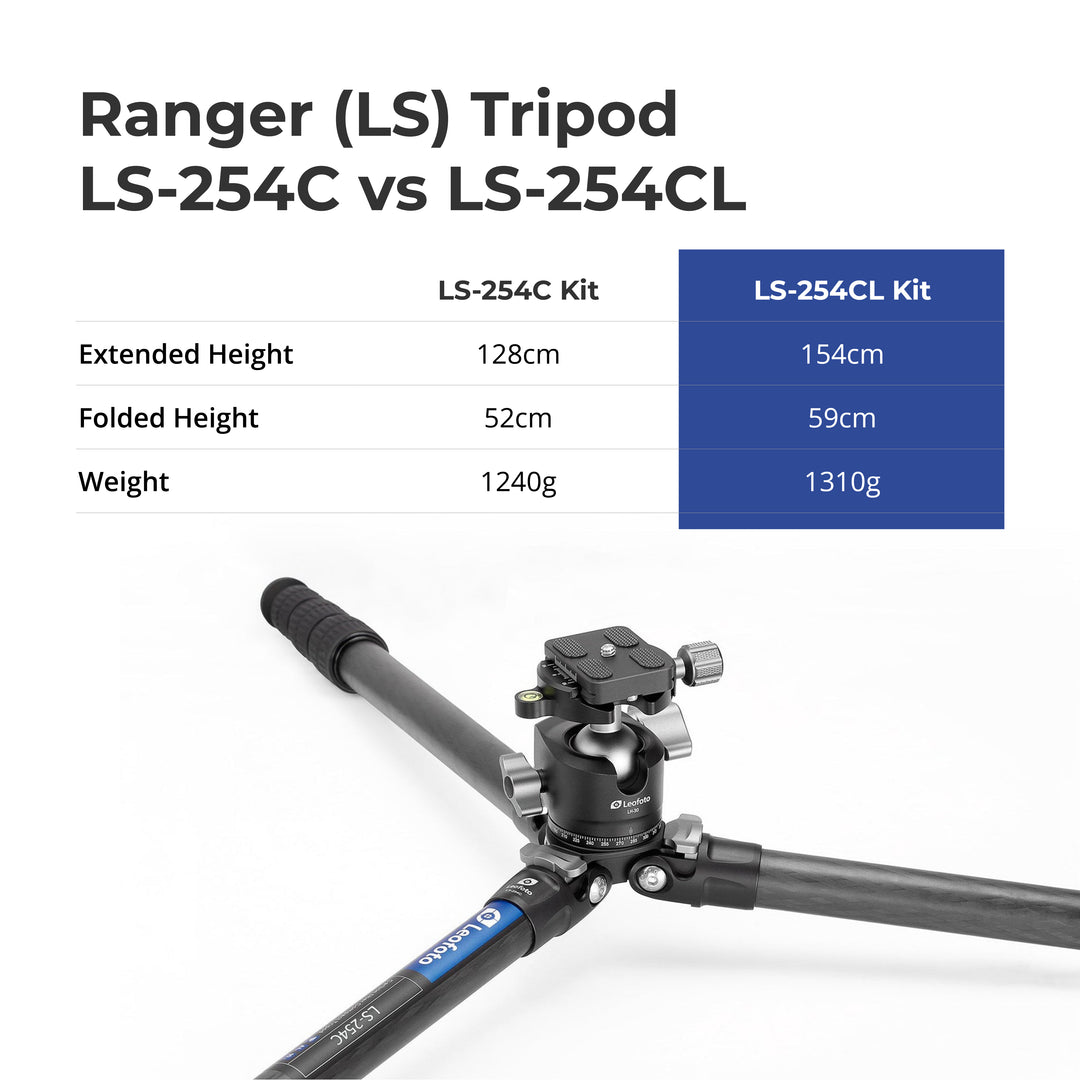 Leofoto Ranger LS-254CL Extra Long Carbon Fiber Tripod Kit