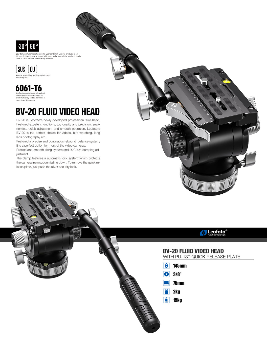 Leofoto BV-20 Video Fluid Head