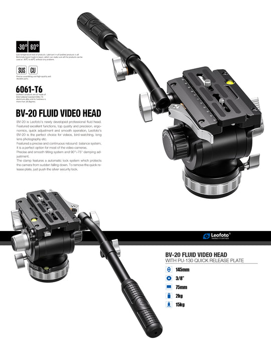 Leofoto BV-20 Video Fluid Head