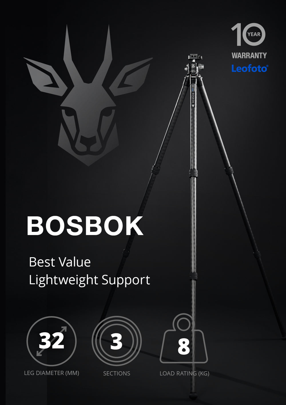 Leofoto Bosbok Carbon Fiber Rifle Sports Tripod Kit