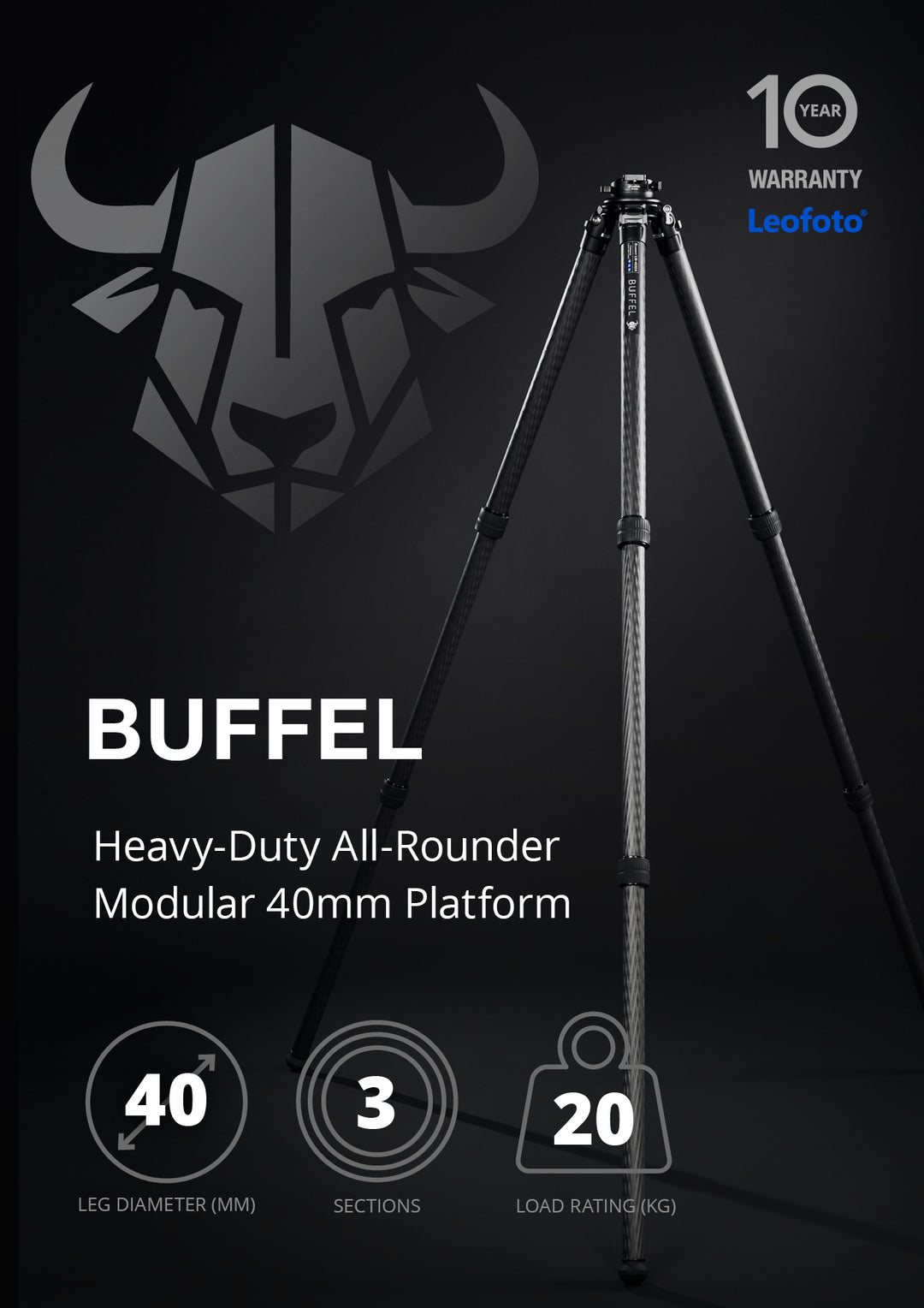 Leofoto Buffel LM-403C Carbon Fiber Rifle Sports Tripod Kit