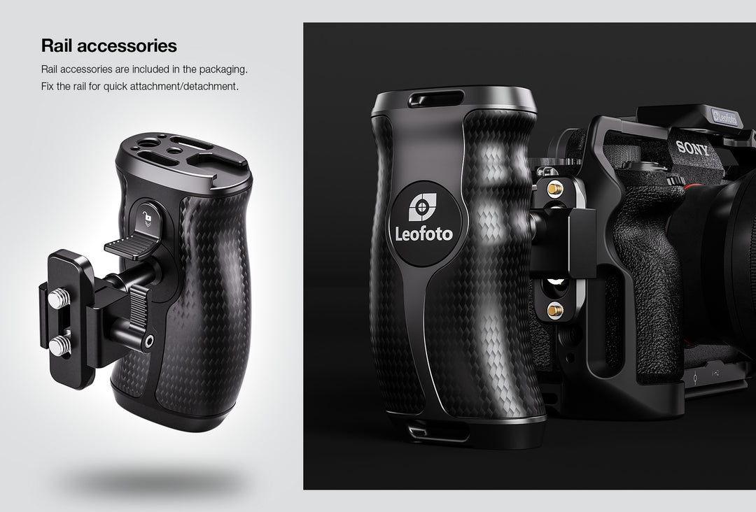 Leofoto CH-5L &amp; CH-5R Carbon Fiber side handle with rail
