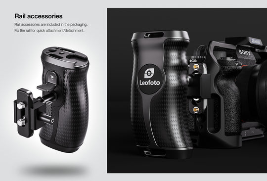 Leofoto CH-5L &amp; CH-5R Carbon Fiber side handle with rail