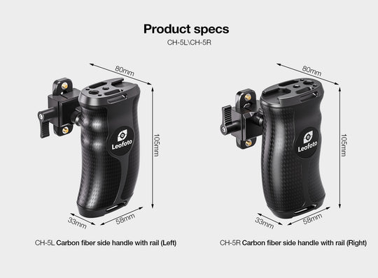 Leofoto CH-5L &amp; CH-5R Carbon Fiber side handle with rail