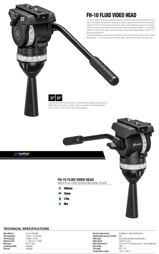 Leofoto FH-10 Professional Fluid Video Head