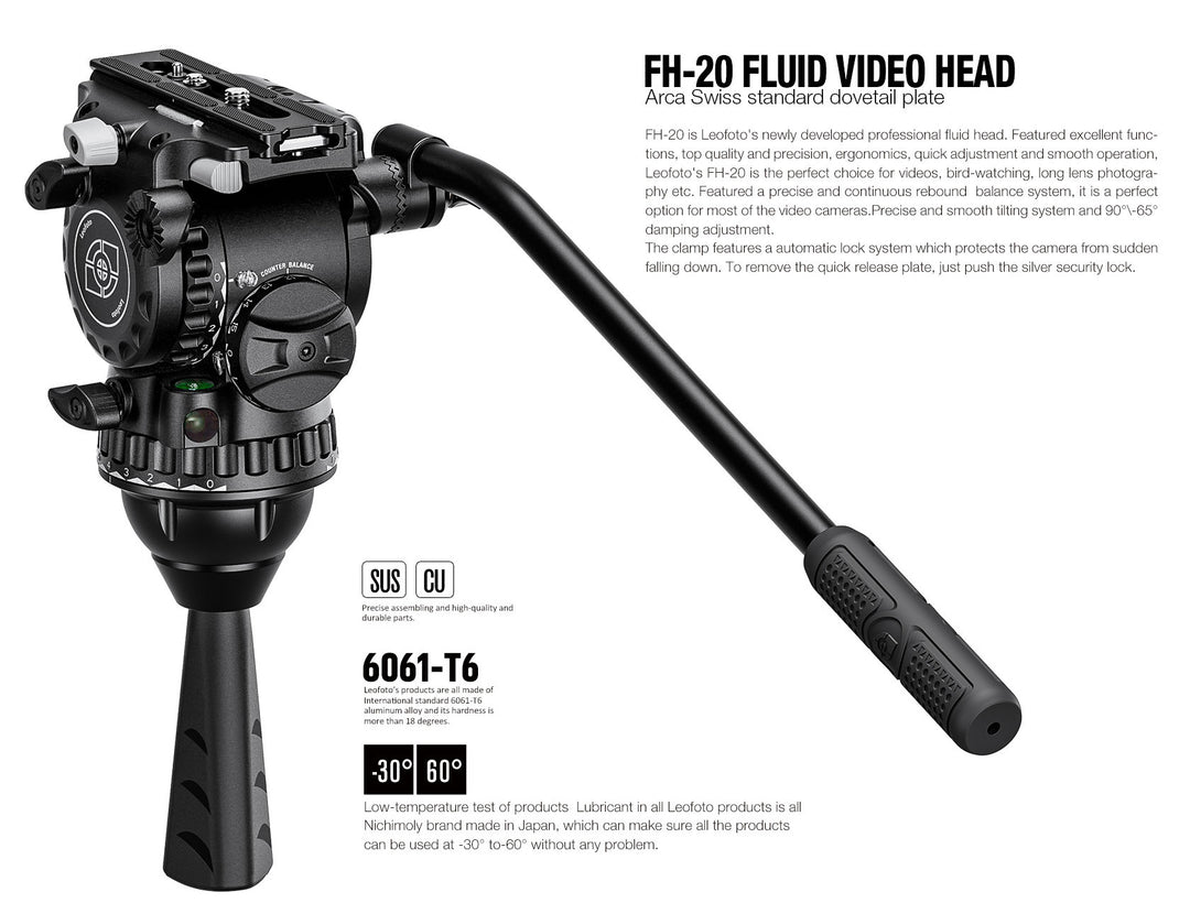 Leofoto FH-20 Professional Fluid Video Head