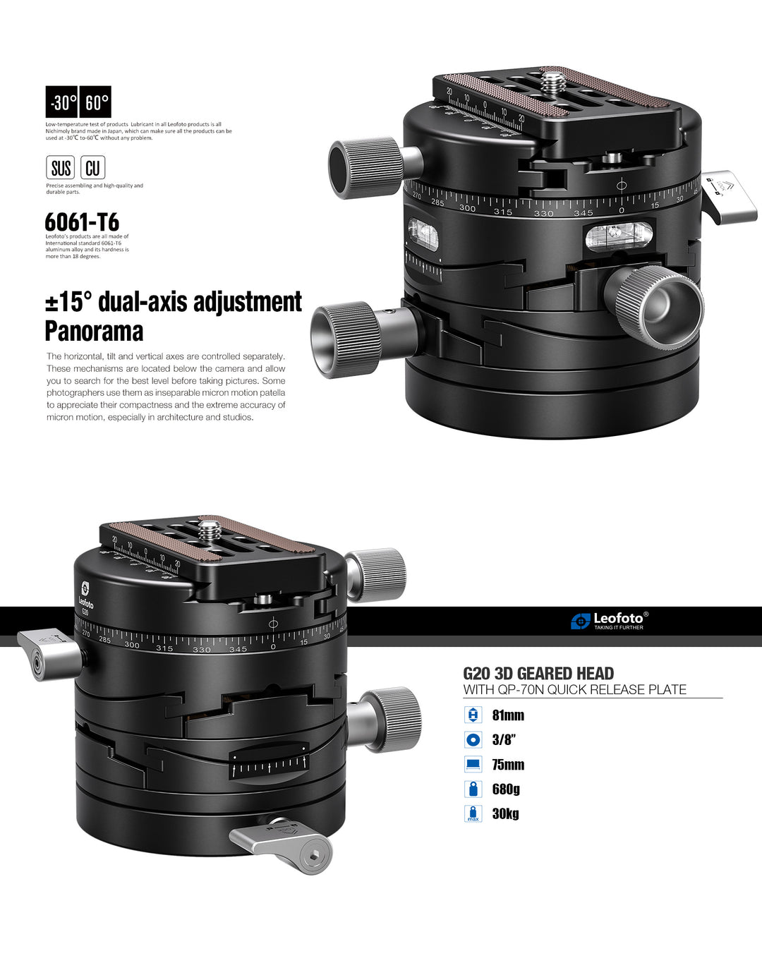 Leofoto G20 3D Geared Head