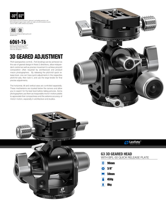 Leofoto G3 Geared Tripod Head