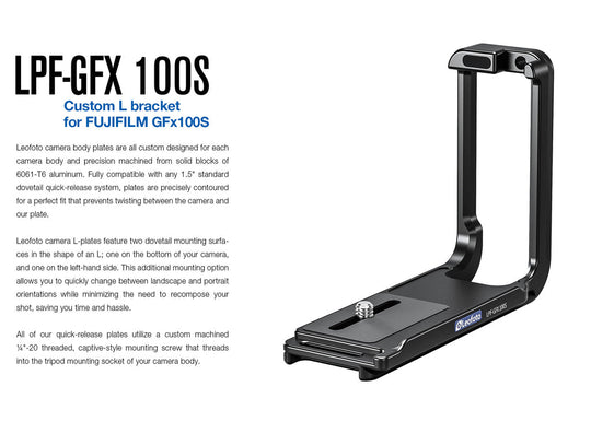 Leofoto LPF-GFX-100S L-Bracket for Fujifilm GFX 100S/GFX 50SII