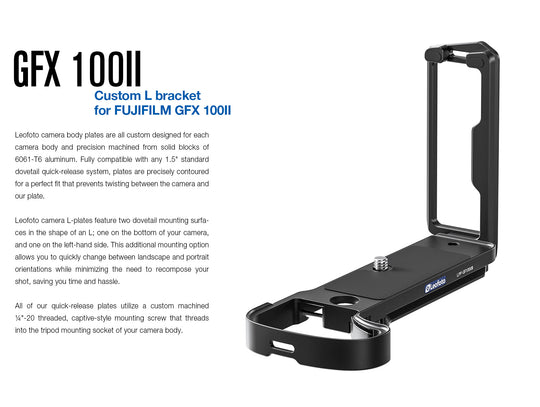 Leofoto LPF-GFX100II L-bracket for Fujifilm GFX100II