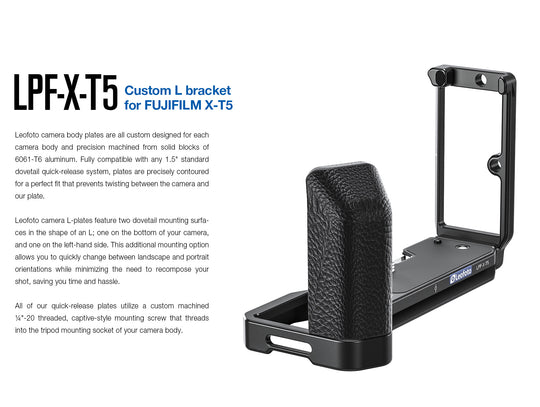 Leofoto LPF-X-T5 L-Bracket for Fujifilm X-T5
