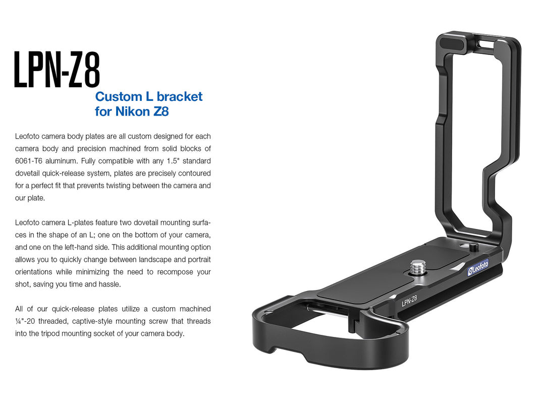 Leofoto LPN-Z8 Combo L-bracket for Nikon Z8