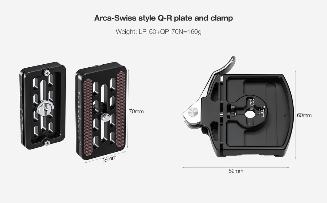 Leofoto LR-60 + QP-70 60mm Quick Release Lever Clamp