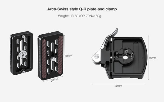 Leofoto LR-60 + QP-70 60mm Quick Release Lever Clamp
