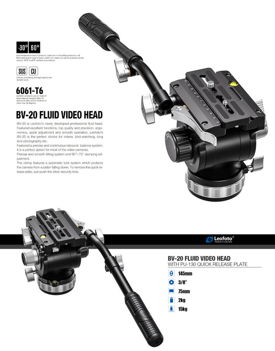 Leofoto LVC-253C + BV-20 Video Tripod Kit