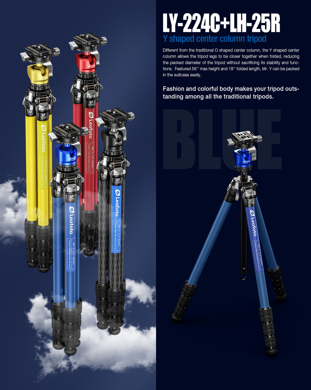 Leofoto LY-224C + LH-25 Carbon Fiber Tripod Kit