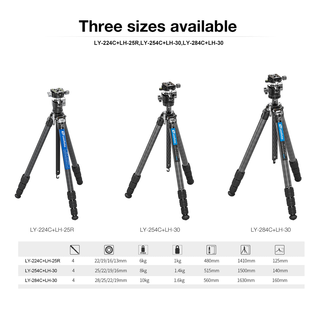 Leofoto LY-284C + LH-30 Carbon Fiber Tripod Kit