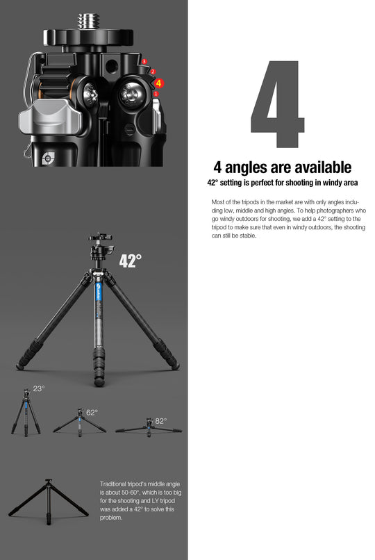 Leofoto LY-284C + LH-30 Carbon Fiber Tripod Kit