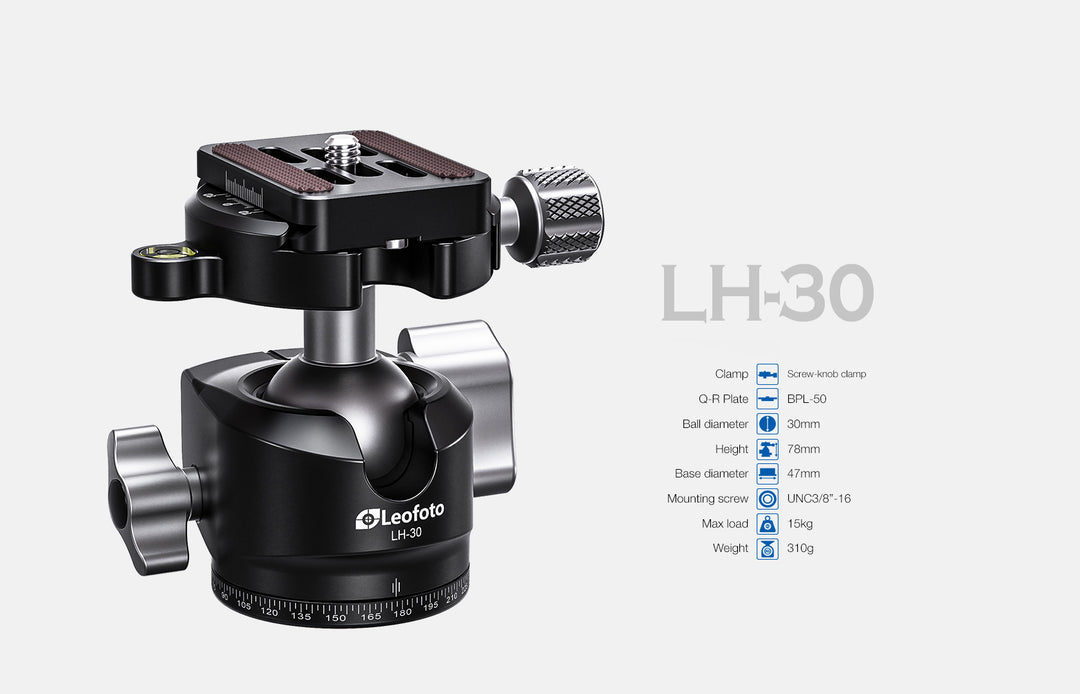 Leofoto LY-284C + LH-30 Carbon Fiber Tripod Kit