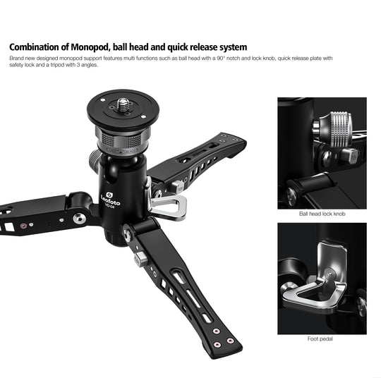 Leofoto MF-324C + BV-10 + VD-04 Carbon Fiber Monopod