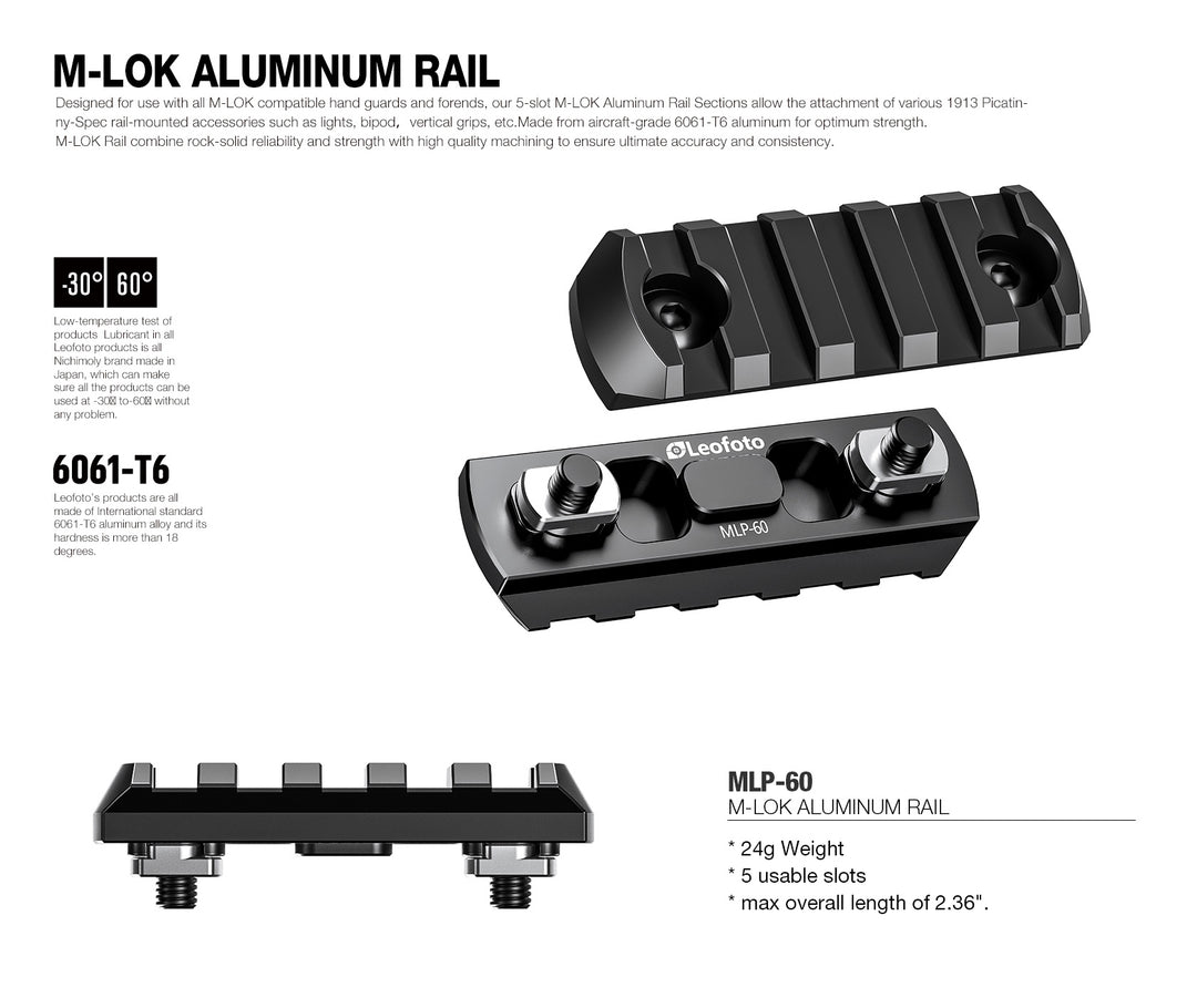 Leofoto MLP M-lok Aluminum Rails