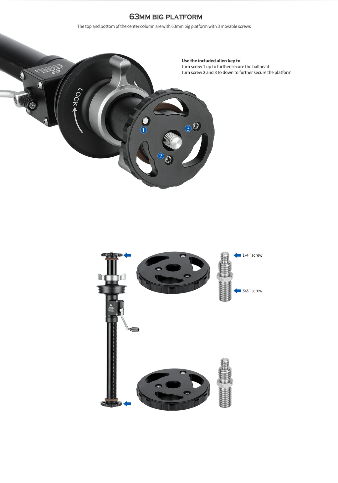 Leofoto GC-364C / GC-404C Geared Center Column