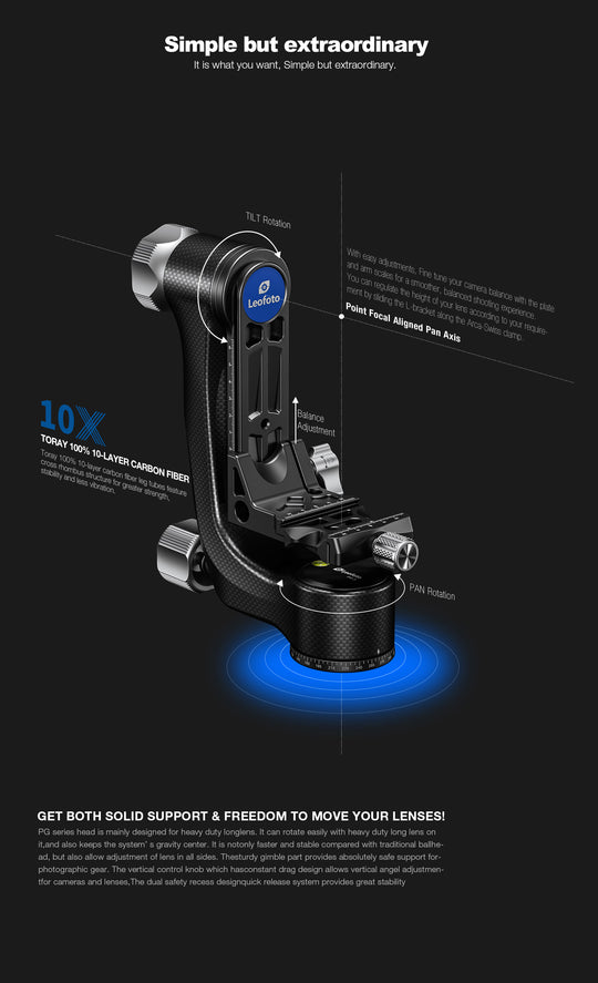 Leofoto PG-3 Carbon Fiber Gimbal