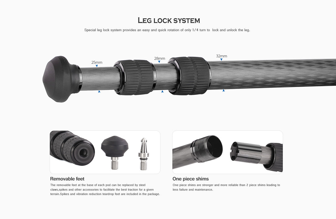 Leofoto Ranger LS-323C + LH-40 Carbon Fiber Tripod Kit