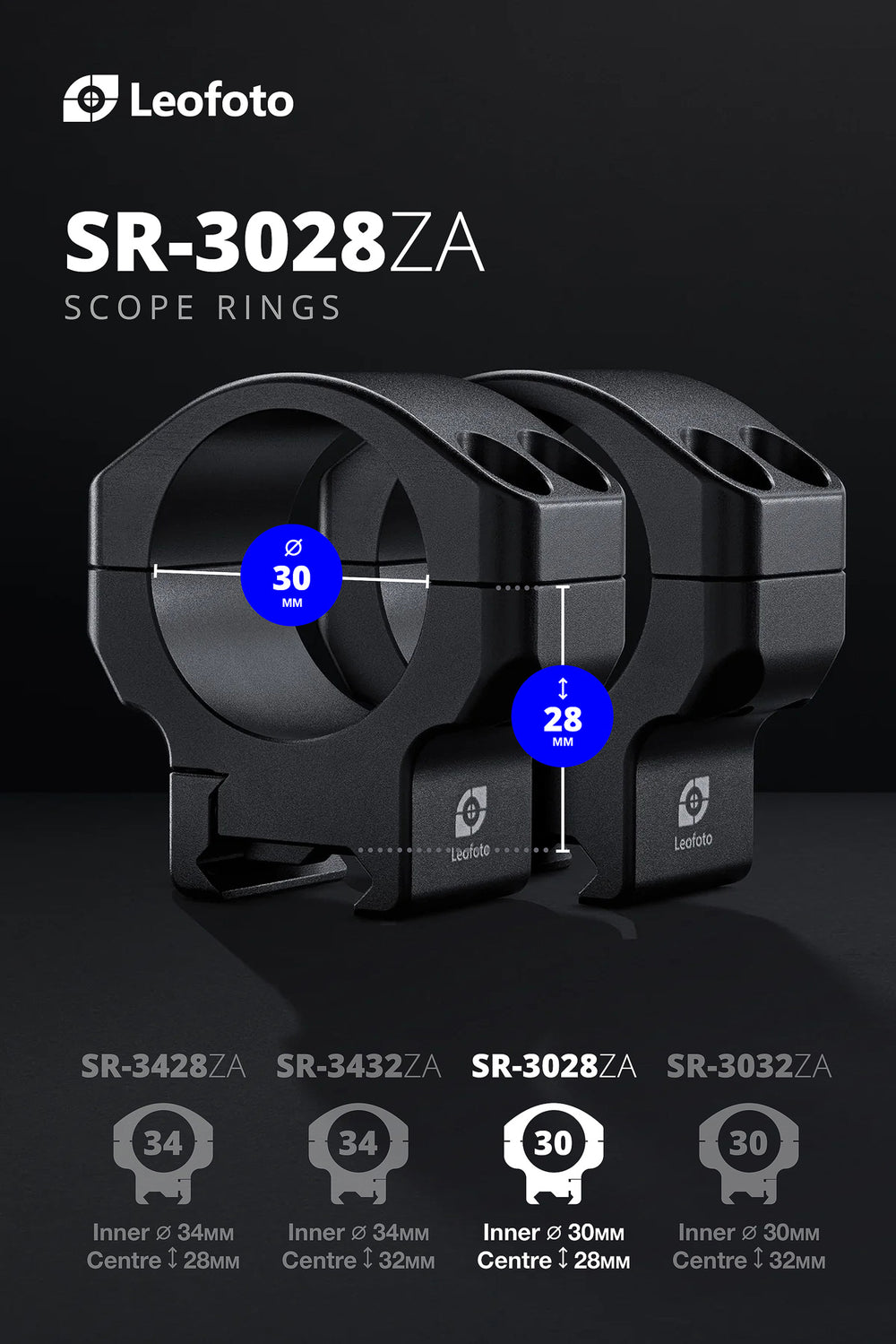 Leofoto SR-3028ZA Professional Scope Rings – 30 mm / 28 mm