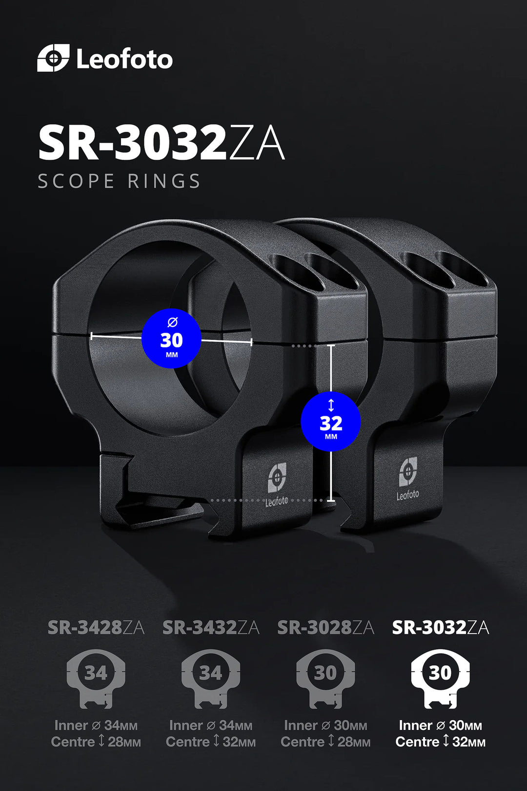 Leofoto SR-3032ZA Professional Scope Rings – 30 mm / 32 mm