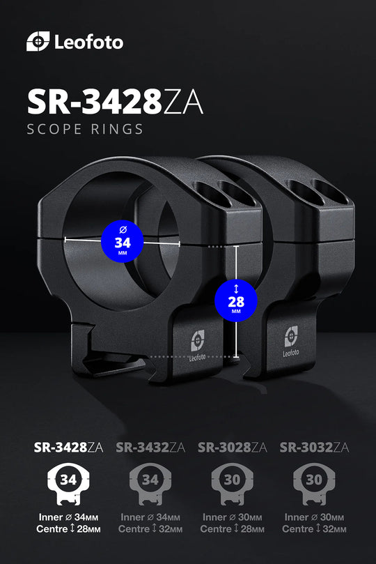 Leofoto SR-3428ZA Professional Scope Rings – 34 mm / 28 mm