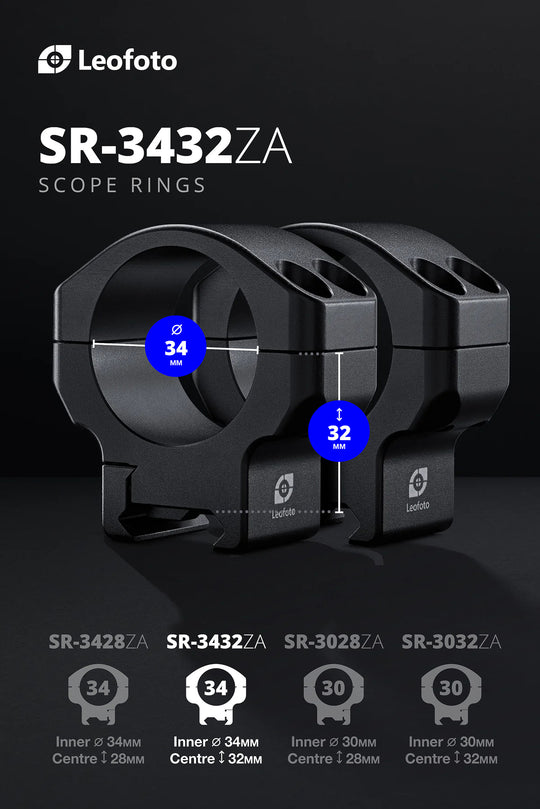 Leofoto SR-3432ZA Professional Scope Rings – 34 mm / 32 mm