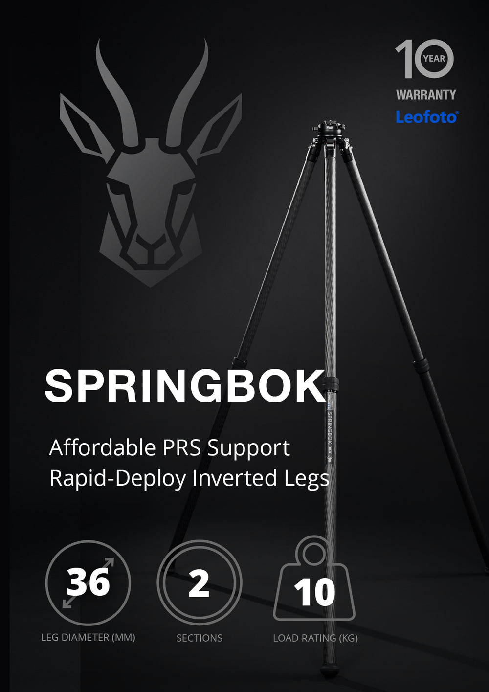 Leofoto Springbok Rapid Deploy Carbon Fiber Rifle Sports Tripod Kit