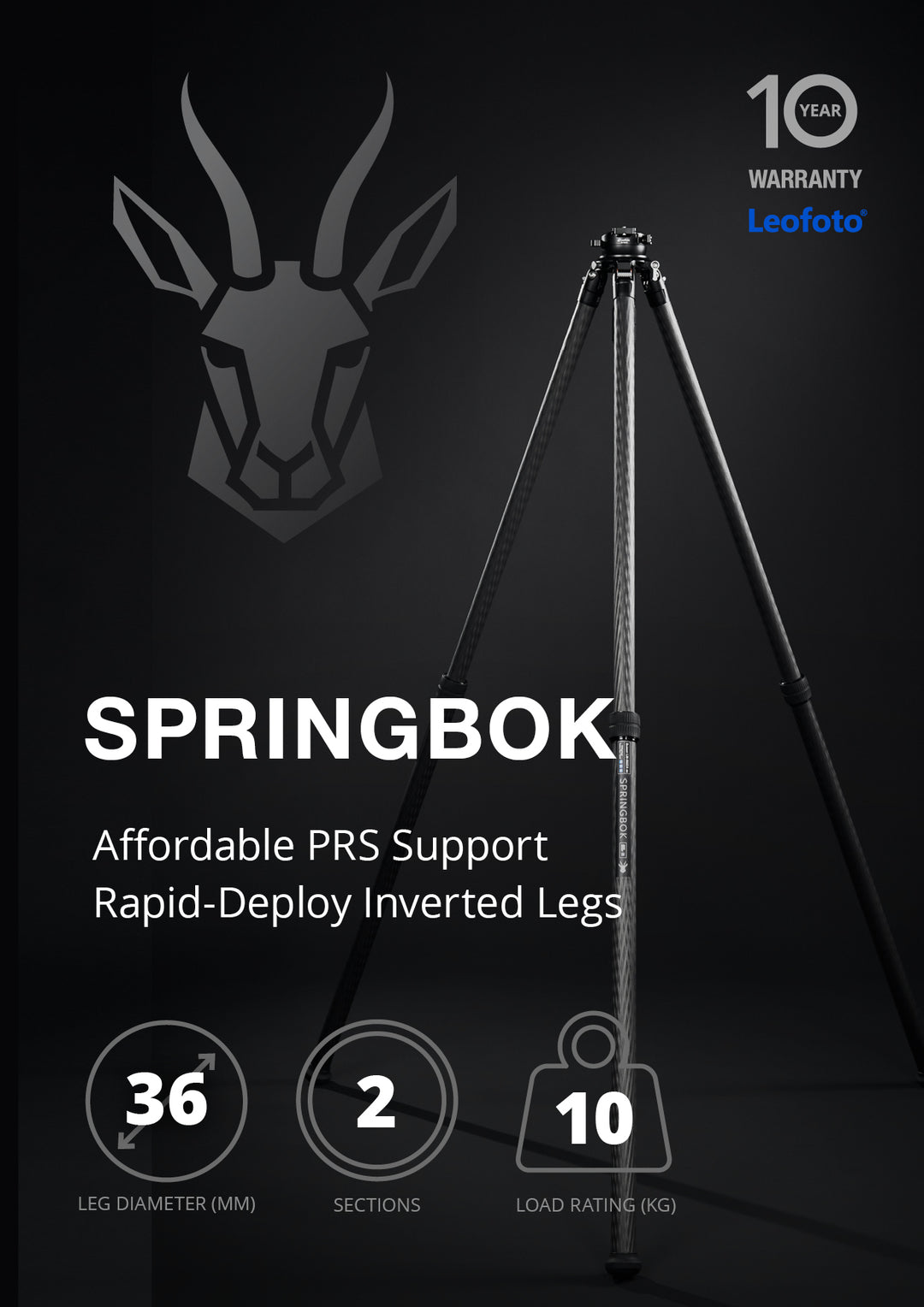 Leofoto Springbok Rapid Deploy Carbon Fiber Rifle Sports Tripod Kit