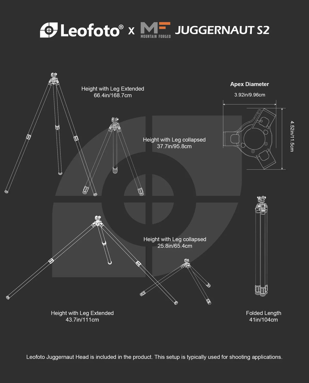 Leofoto X Mountain Forged Juggernaut S2 Carbon Fibre Shooting Tripod Kit