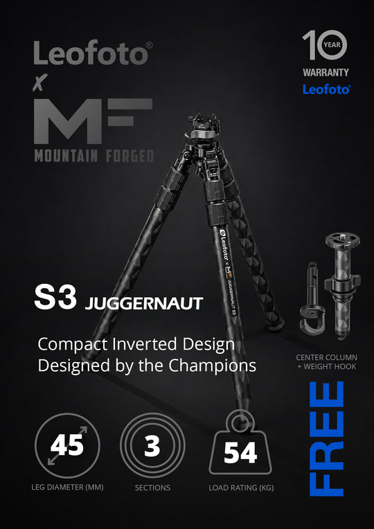 Leofoto X Mountain Forged Juggernaut S3 Carbon Fibre Rifle Sport Tripod Kit