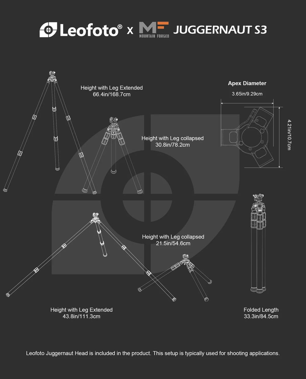Leofoto X Mountain Forged Juggernaut S3 Carbon Fibre Shooting Tripod Kit