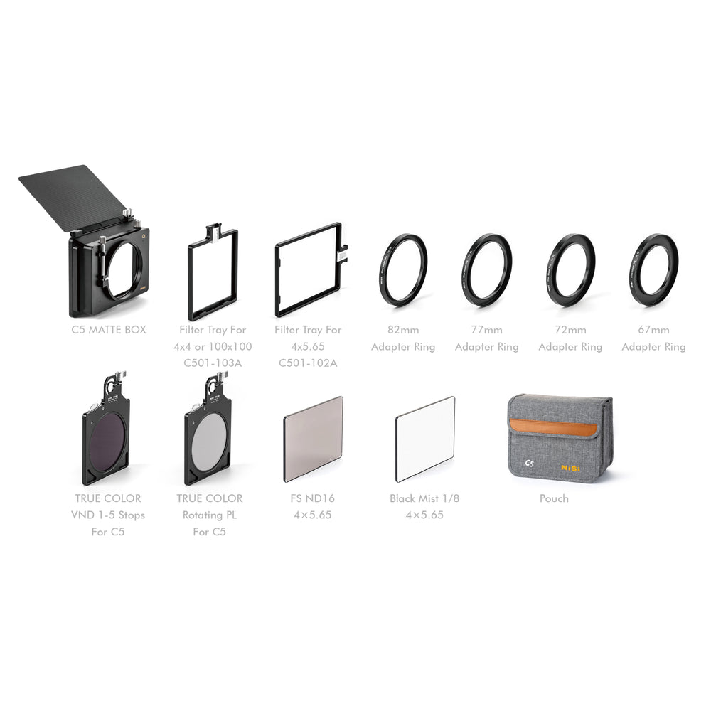 NiSi Cinema C5 Matte Box Cinema Filter Kit (with VND1-5, Rota PL, ND16 and Black Mist 1/8)