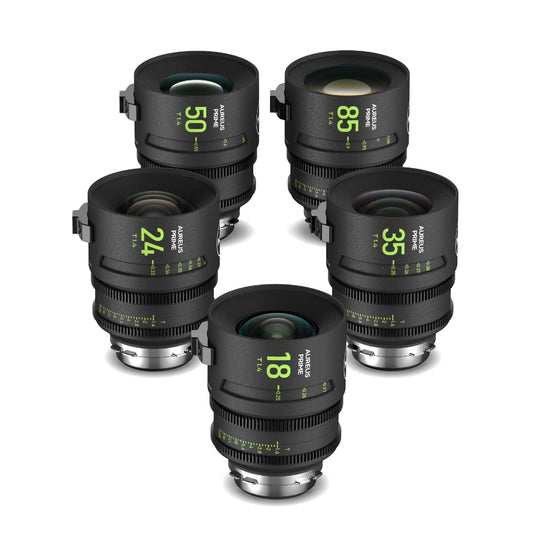 NiSi Aureus Prime Full Frame T1.4 Cinema Lens Kit – 18mm, 24mm, 35mm, 50mm, 85mm + Hard Case (PL Mount)