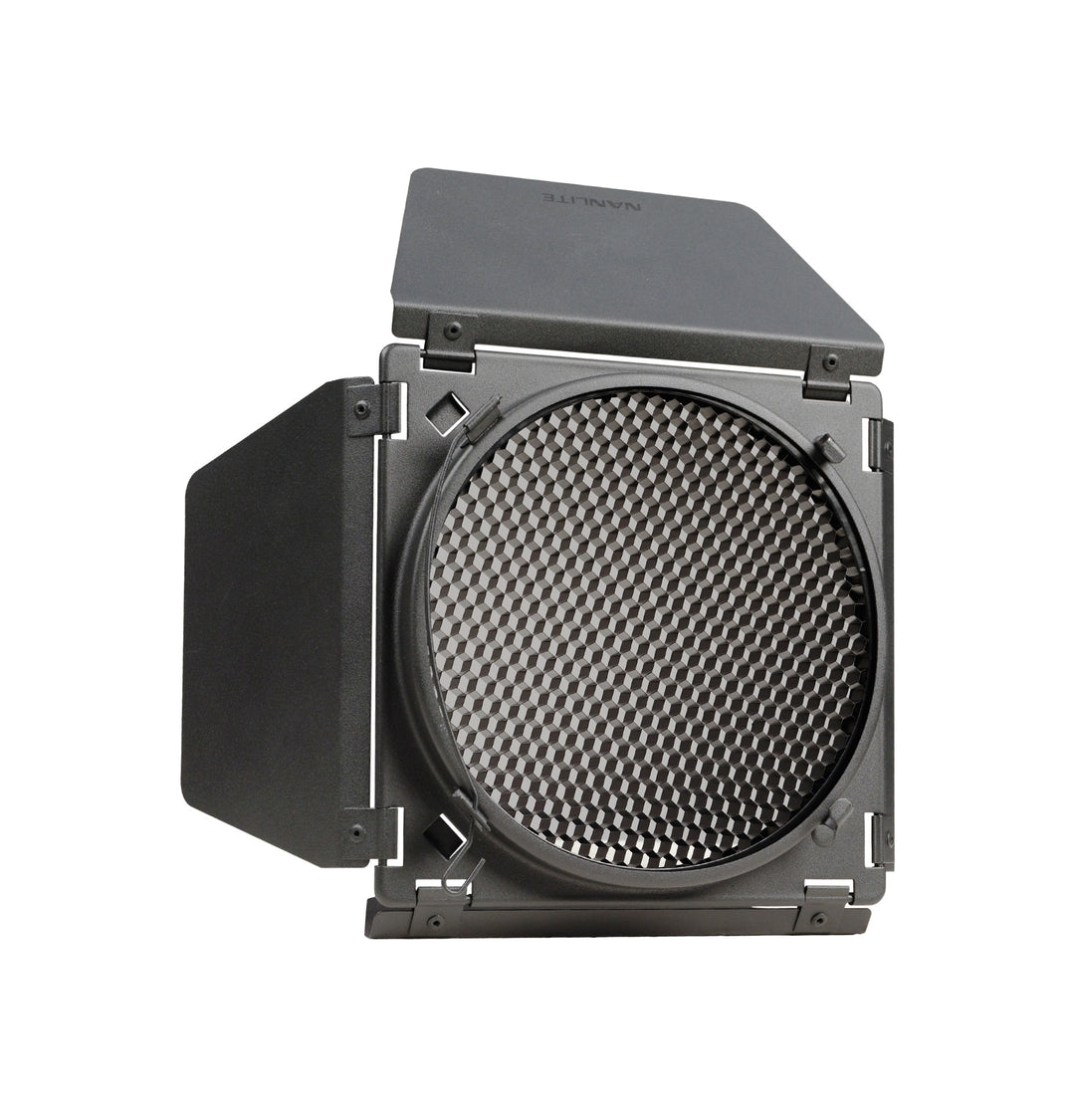 Nanlite Barndoor with Grid for RF45 Bowens Mount Reflector