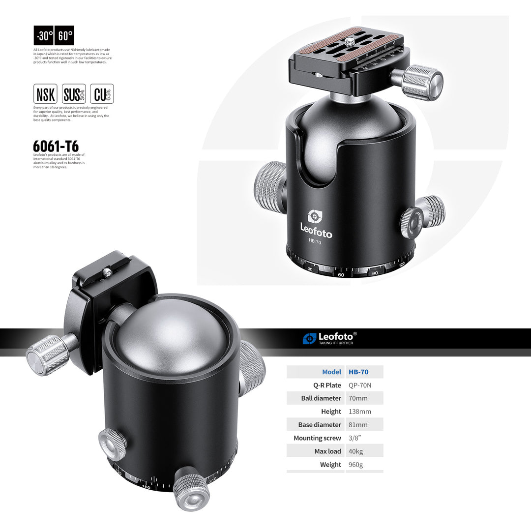 Leofoto HB-70 Ball Head