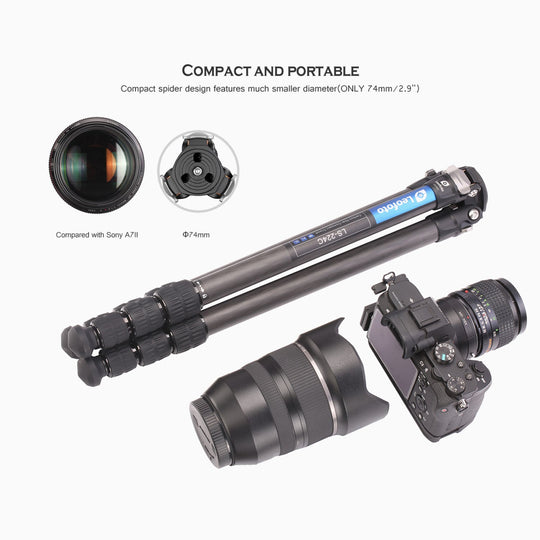 Leofoto Ranger LS-224C + LH-25 Carbon Fiber Tripod Kit  - Landscapegear