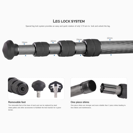 Leofoto Ranger LS-224C + LH-25 Carbon Fiber Tripod Kit  - Landscapegear
