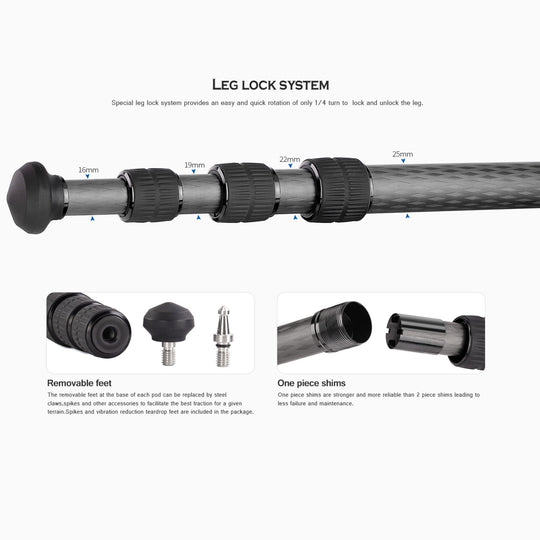 Leofoto Ranger LS-254C + LH-30 Carbon Fiber Tripod Kit-