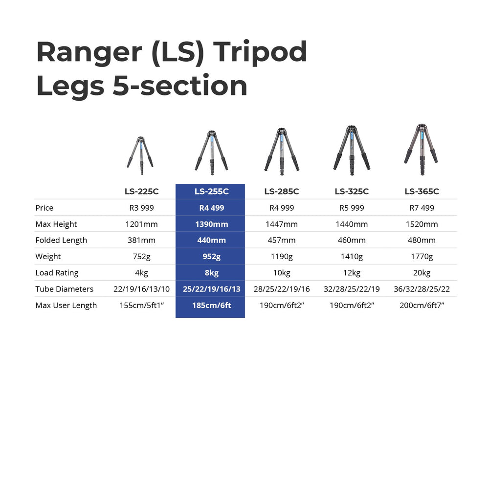 Leofoto Ranger LS-255C + LH-30 Carbon Fiber Tripod Kit-
