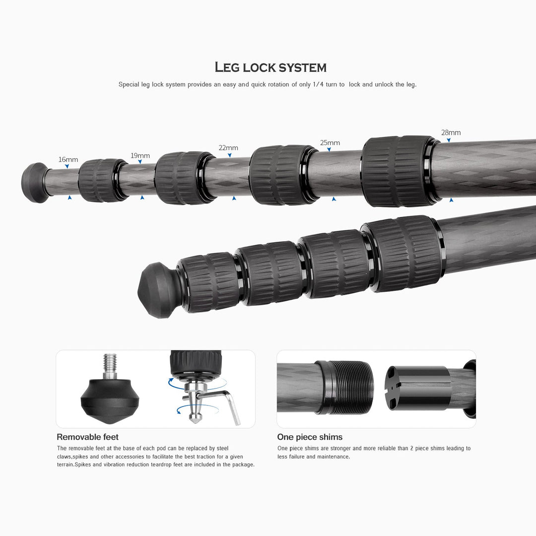 Leofoto Ranger LS-285C + LH-36 Carbon Fiber Tripod Kit-